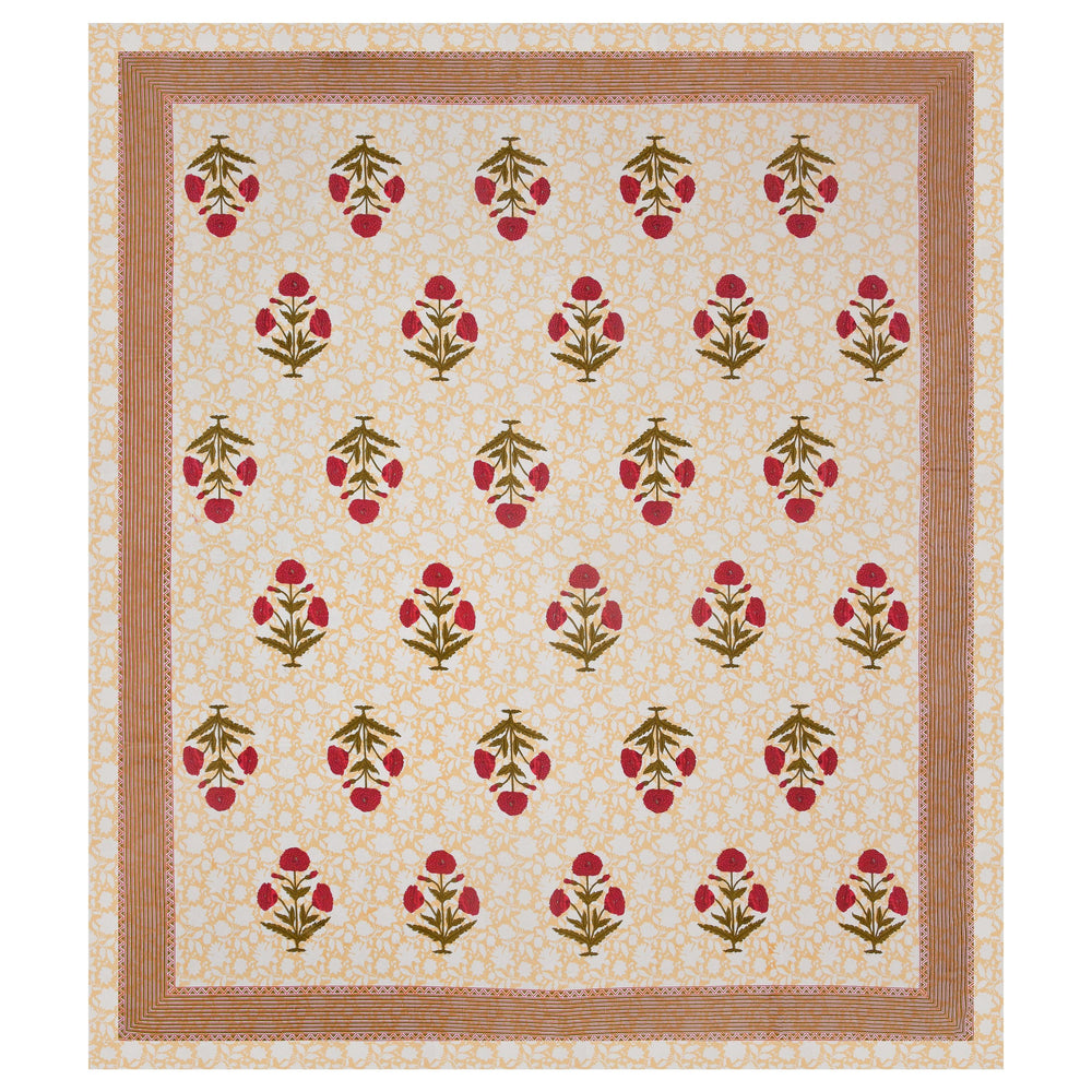 Mahanadi 310 TC Cotton Bed Sheet with 2 Pillow Covers - Printed - Clover Home Furnishings
