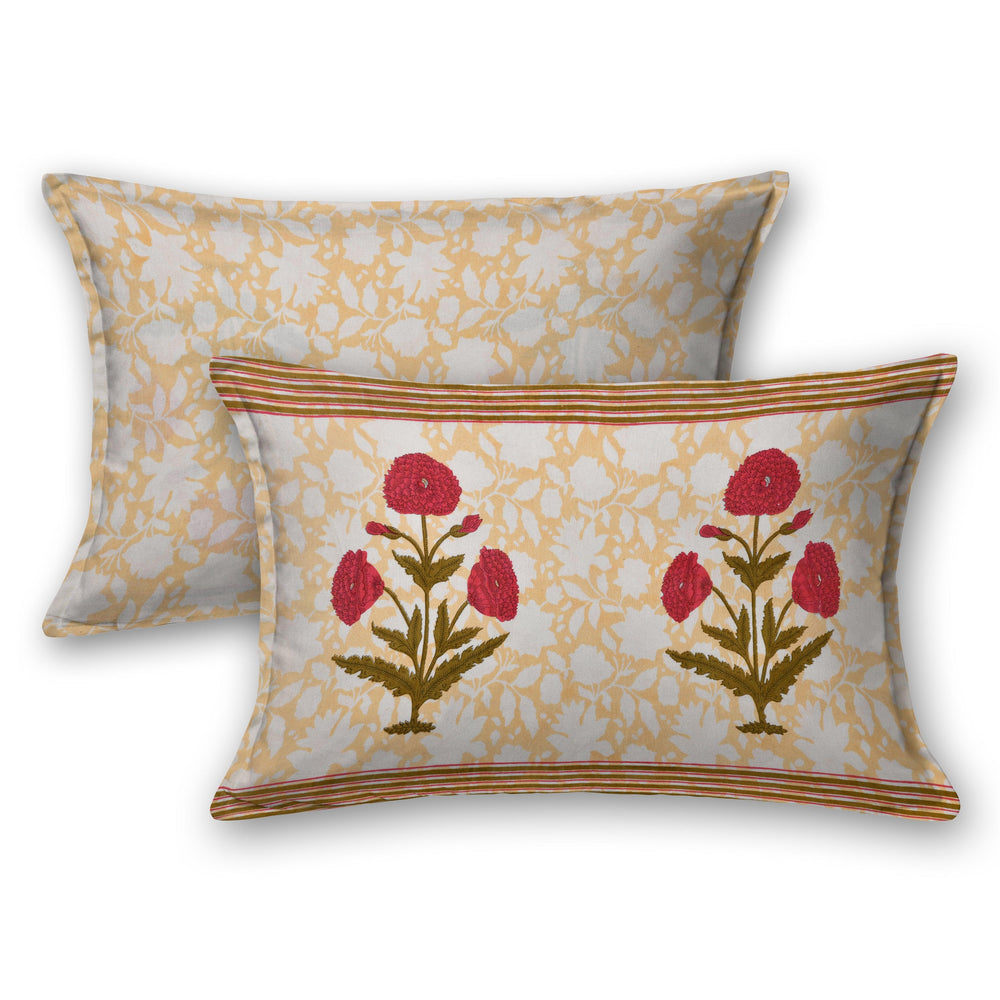 Mahanadi 310 TC Cotton Bed Sheet with 2 Pillow Covers - Printed - Clover Home Furnishings