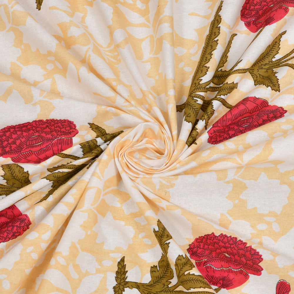 Mahanadi 310 TC Cotton Bed Sheet with 2 Pillow Covers - Printed - Clover Home Furnishings