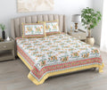 Mahanadi 310 TC Cotton Bed Sheet with 2 Pillow Covers - Printed - Clover Home Furnishings
