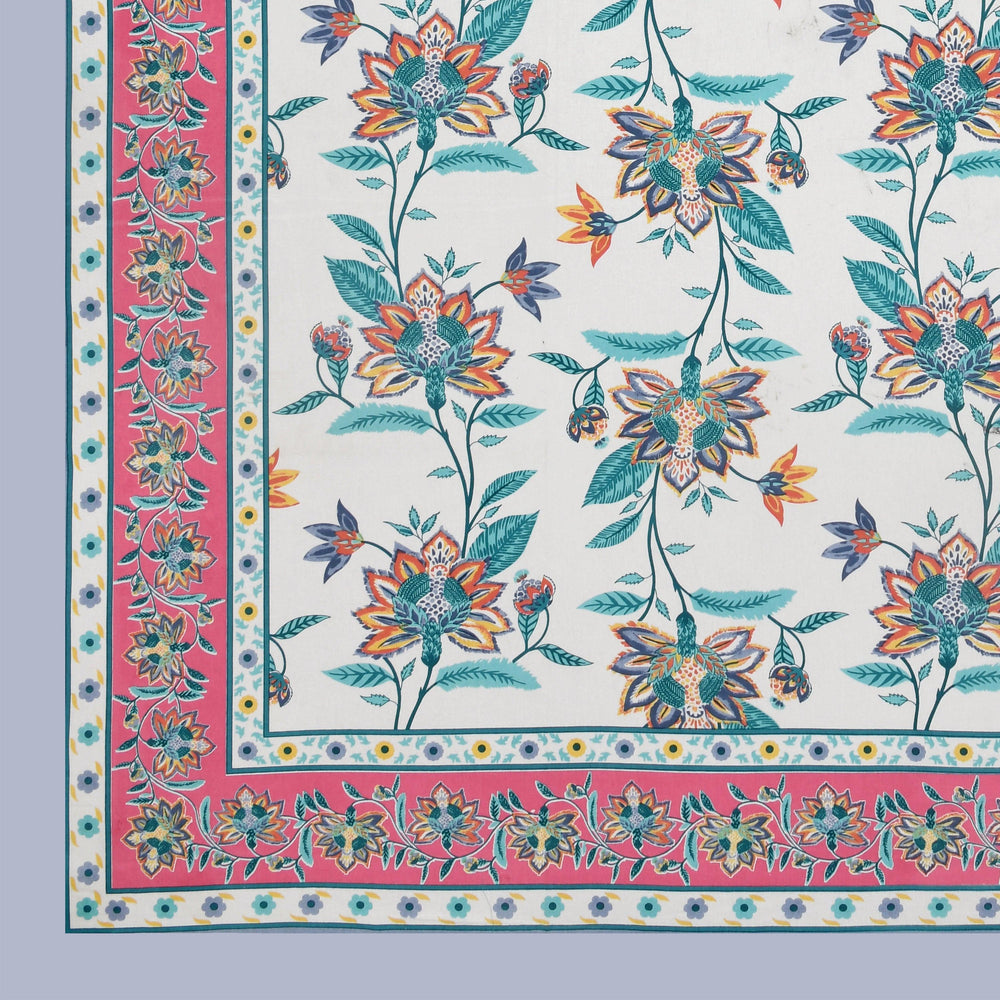 Mahanadi 310 TC Cotton Bed Sheet with 2 Pillow Covers - Printed - Clover Home Furnishings