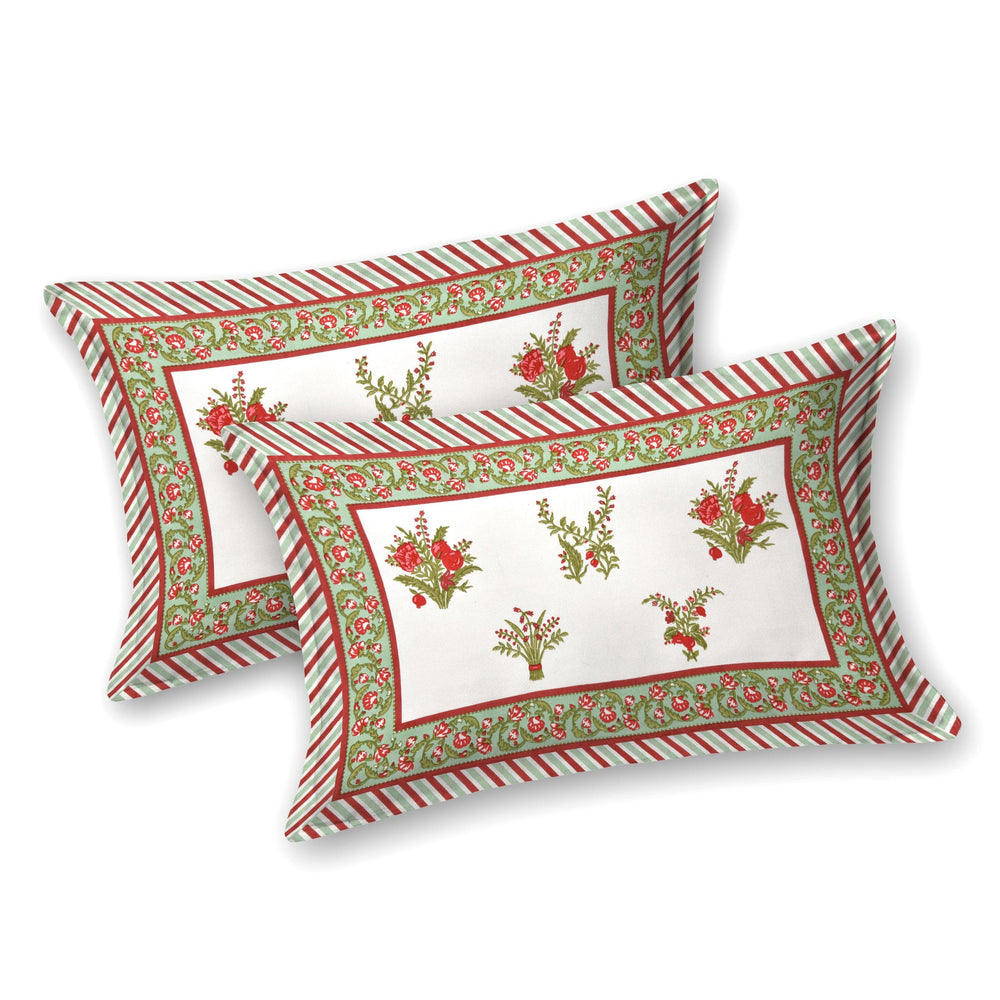 Mahanadi 310 TC Cotton Bed Sheet with 2 Pillow Covers - Printed - Clover Home Furnishings