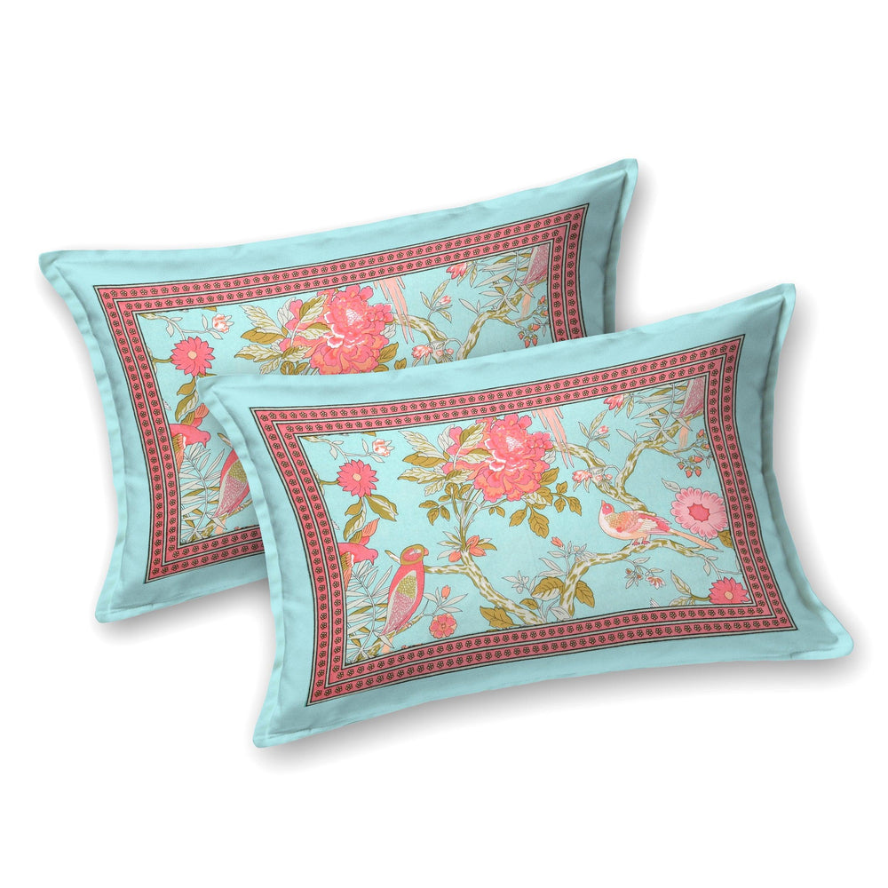 Mahanadi 310 TC Cotton Bed Sheet with 2 Pillow Covers - Printed - Clover Home Furnishings
