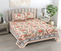 Mahanadi 310 TC Cotton Bed Sheet with 2 Pillow Covers - Printed - Clover Home Furnishings