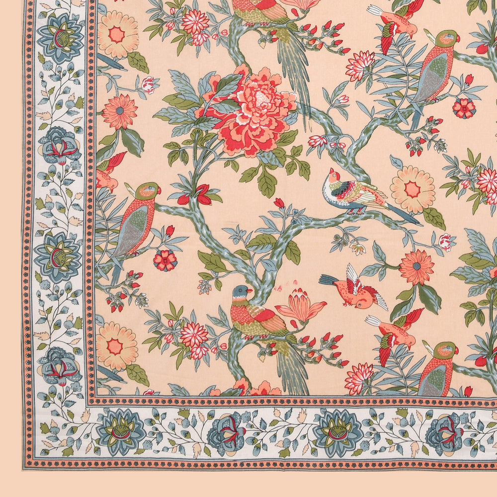 Mahanadi 310 TC Cotton Bed Sheet with 2 Pillow Covers - Printed - Clover Home Furnishings