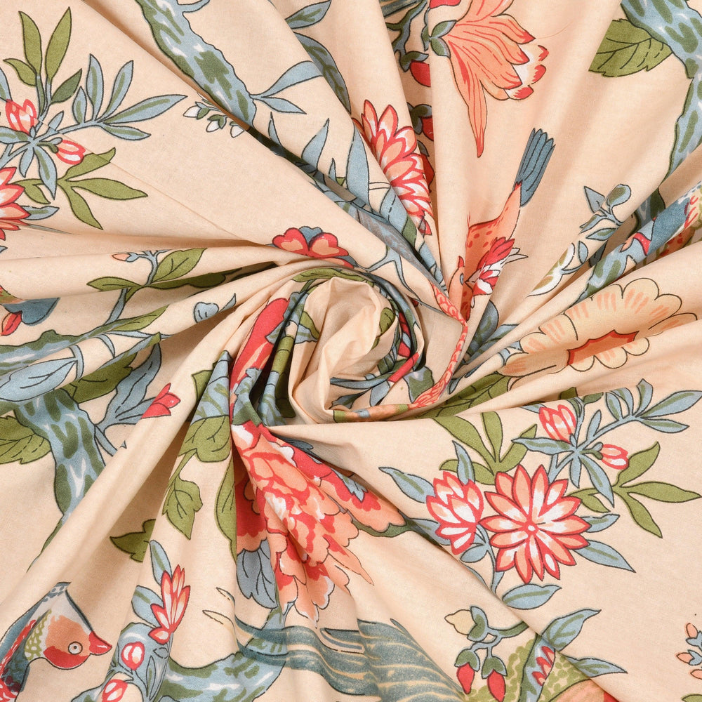 Mahanadi 310 TC Cotton Bed Sheet with 2 Pillow Covers - Printed - Clover Home Furnishings