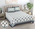 Mahanadi 310 TC Cotton Bed Sheet with 2 Pillow Covers - Printed - Clover Home Furnishings