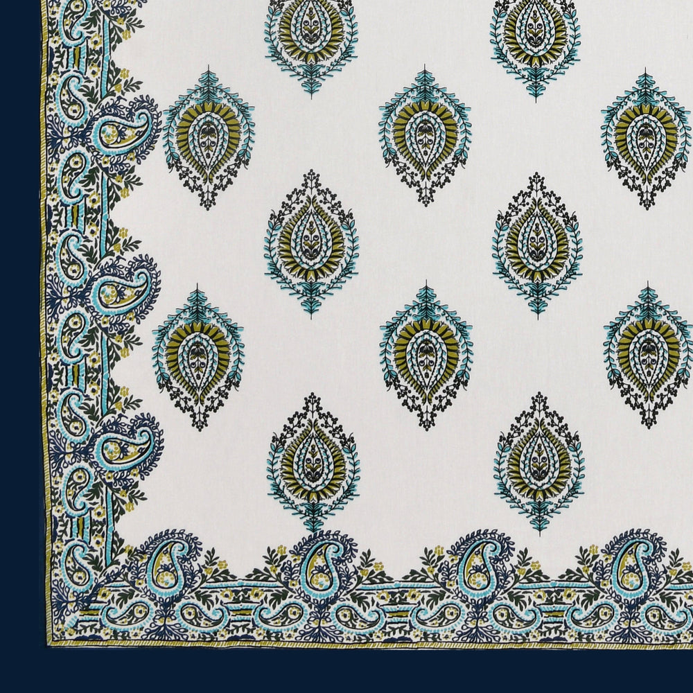 Mahanadi 310 TC Cotton Bed Sheet with 2 Pillow Covers - Printed - Clover Home Furnishings