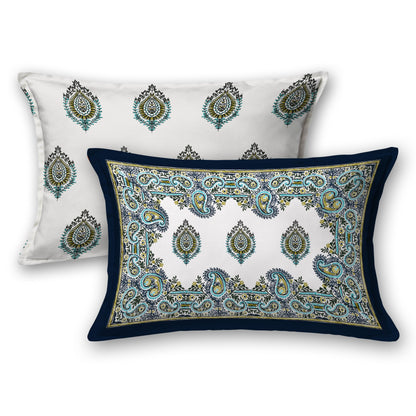Mahanadi 310 TC Cotton Bed Sheet with 2 Pillow Covers - Printed - Clover Home Furnishings