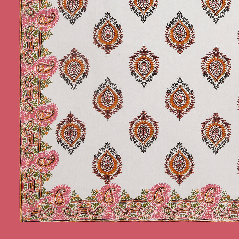 Mahanadi 310 TC Cotton Bed Sheet with 2 Pillow Covers - Printed - Clover Home Furnishings