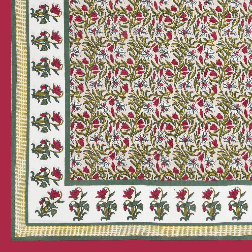Mahanadi 310 TC Cotton Bed Sheet with 2 Pillow Covers - Printed - Clover Home Furnishings