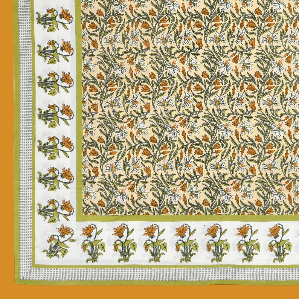 Mahanadi 310 TC Cotton Bed Sheet with 2 Pillow Covers - Printed - Clover Home Furnishings