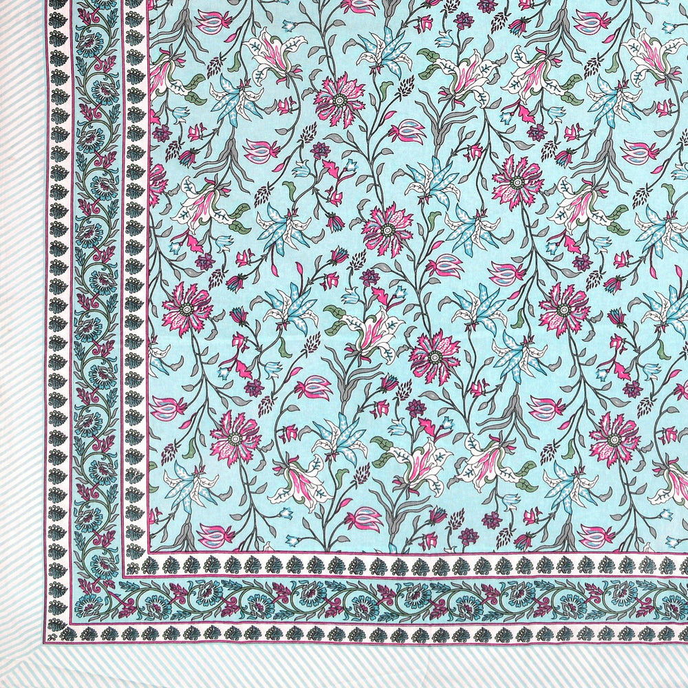 Mahanadi 310 TC Cotton Bed Sheet with 2 Pillow Covers - Printed - Clover Home Furnishings