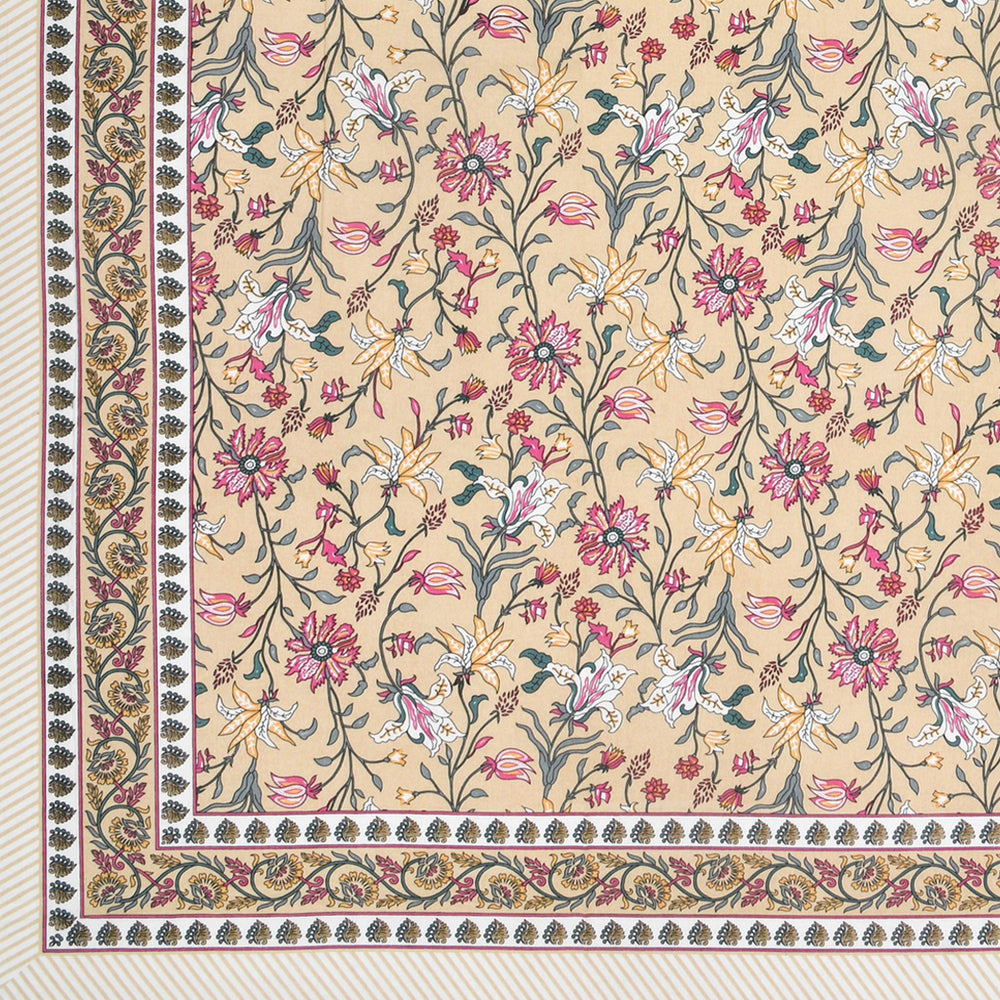 Mahanadi 310 TC Cotton Bed Sheet with 2 Pillow Covers - Printed - Clover Home Furnishings