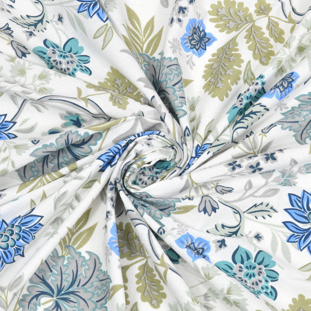 Mahanadi 310 TC Cotton Bed Sheet with 2 Pillow Covers - Printed - Clover Home Furnishings