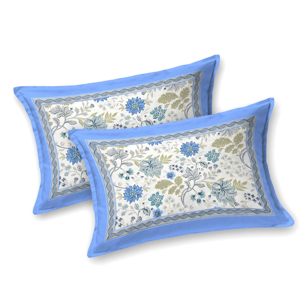 Mahanadi 310 TC Cotton Bed Sheet with 2 Pillow Covers - Printed - Clover Home Furnishings