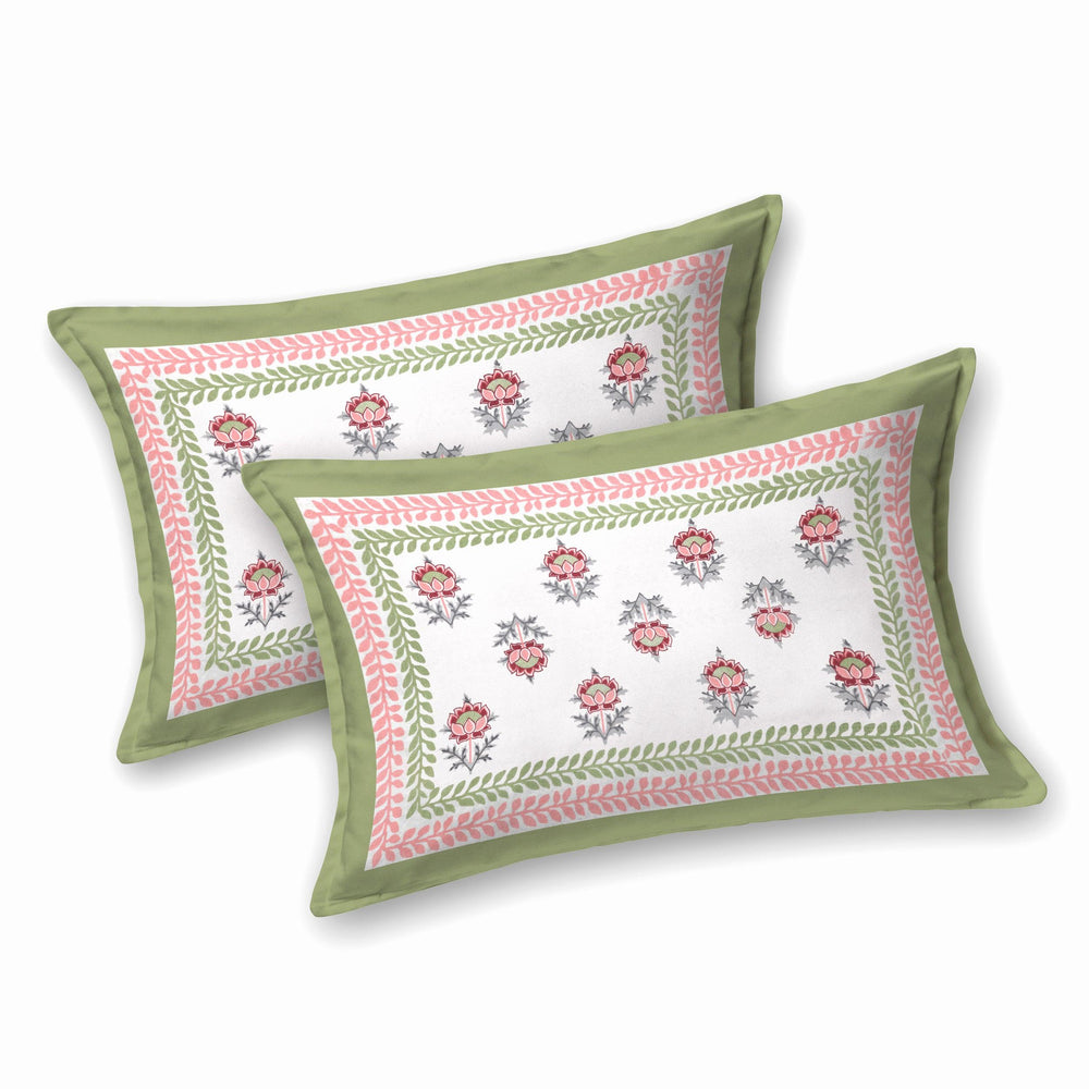 Mahanadi 310 TC Cotton Bed Sheet with 2 Pillow Covers - Printed - Clover Home Furnishings