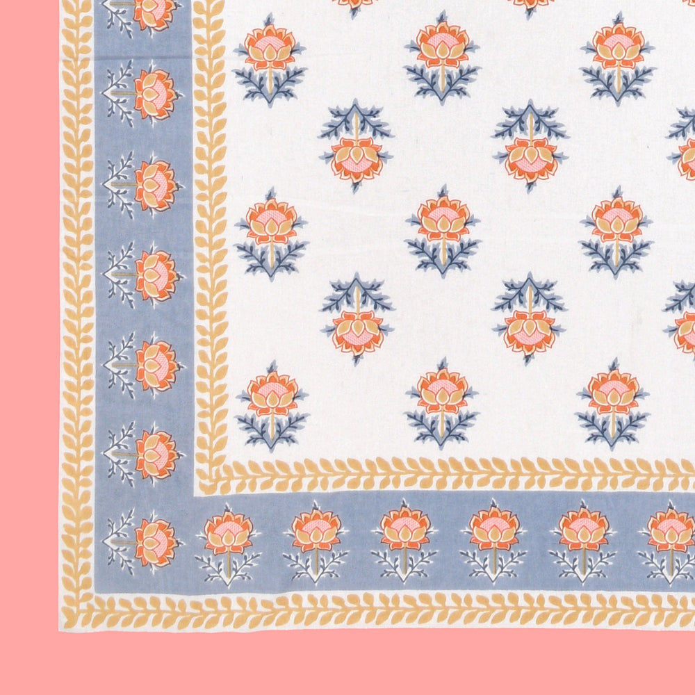 Mahanadi 310 TC Cotton Bed Sheet with 2 Pillow Covers - Printed - Clover Home Furnishings