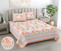 Mahanadi 310 TC Cotton Bed Sheet with 2 Pillow Covers - Printed - Clover Home Furnishings