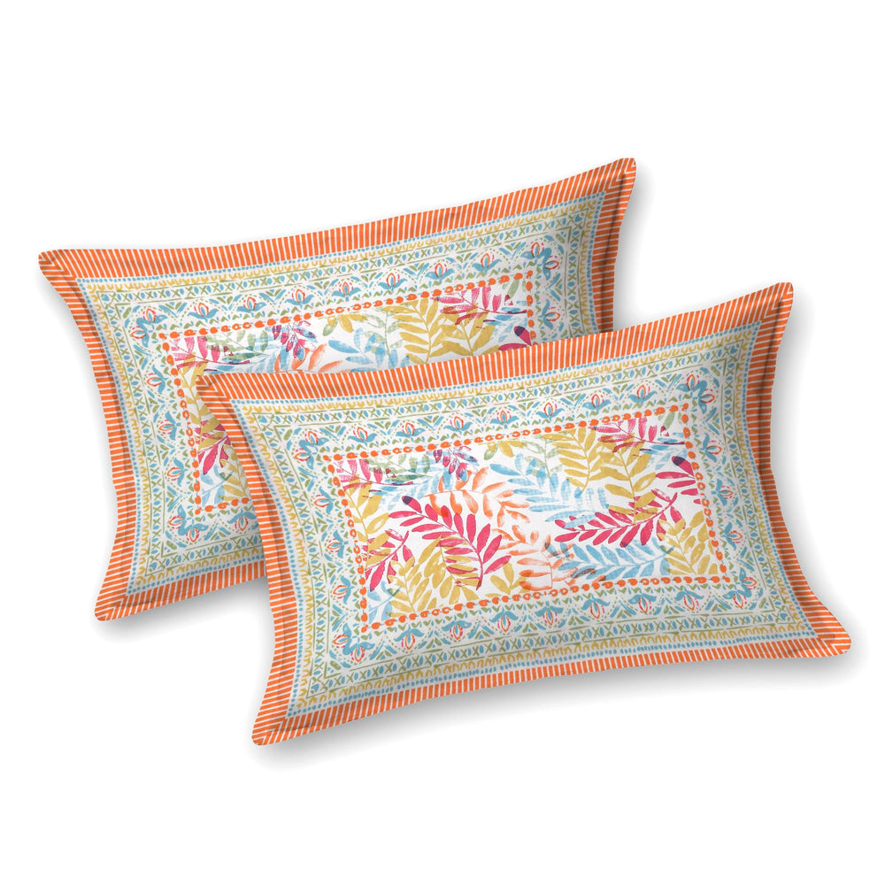 Mahanadi 310 TC Cotton Bed Sheet with 2 Pillow Covers - Printed - Clover Home Furnishings