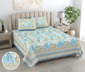 Mahanadi 310 TC Cotton Bed Sheet with 2 Pillow Covers - Printed - Clover Home Furnishings