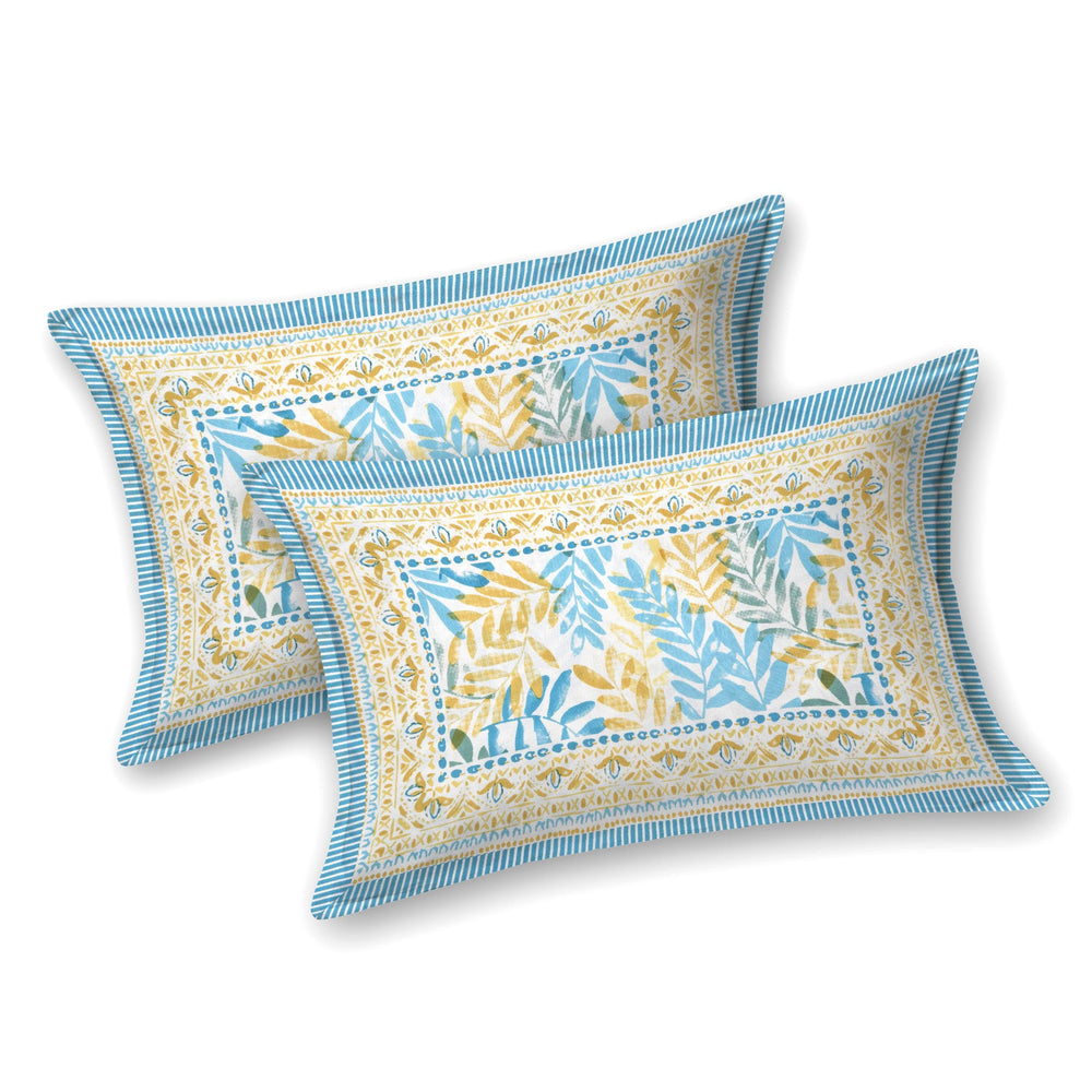 Mahanadi 310 TC Cotton Bed Sheet with 2 Pillow Covers - Printed - Clover Home Furnishings