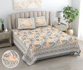 Mahanadi 310 TC Cotton Bed Sheet with 2 Pillow Covers - Printed - Clover Home Furnishings