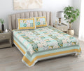 Mahanadi 310 TC Cotton Bed Sheet with 2 Pillow Covers - Printed - Clover Home Furnishings