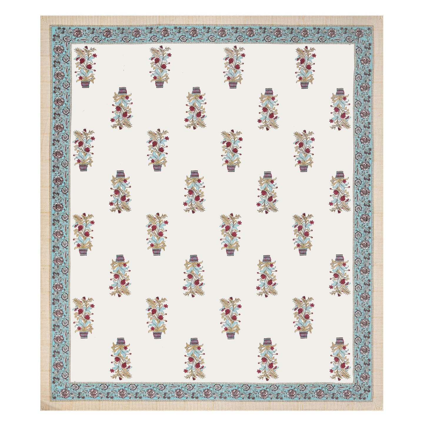 Mahanadi 310 TC Cotton Bed Sheet with 2 Pillow Covers - Printed - Clover Home Furnishings