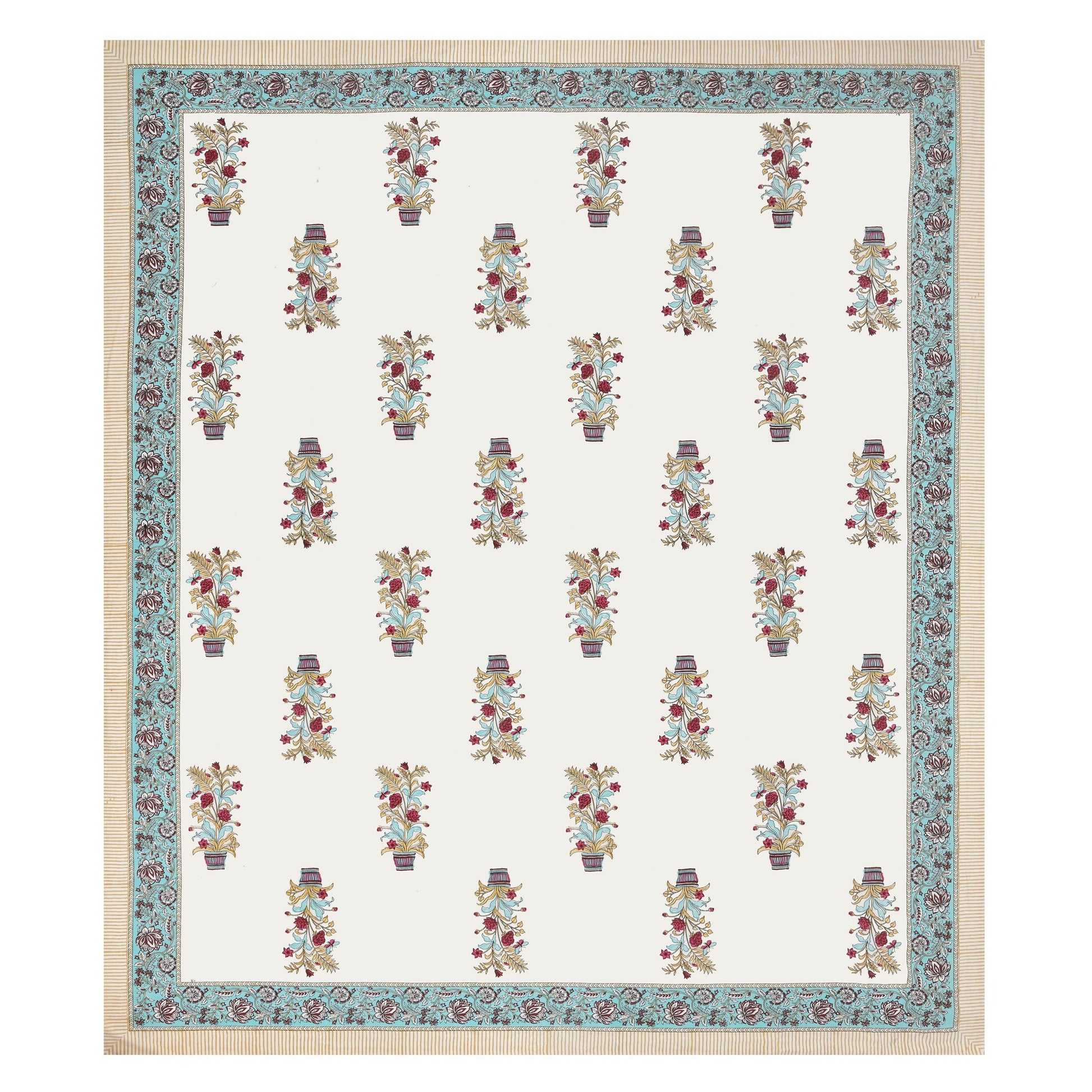 Mahanadi 310 TC Cotton Bed Sheet with 2 Pillow Covers - Printed - Clover Home Furnishings