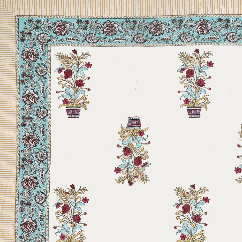 Mahanadi 310 TC Cotton Bed Sheet with 2 Pillow Covers - Printed - Clover Home Furnishings