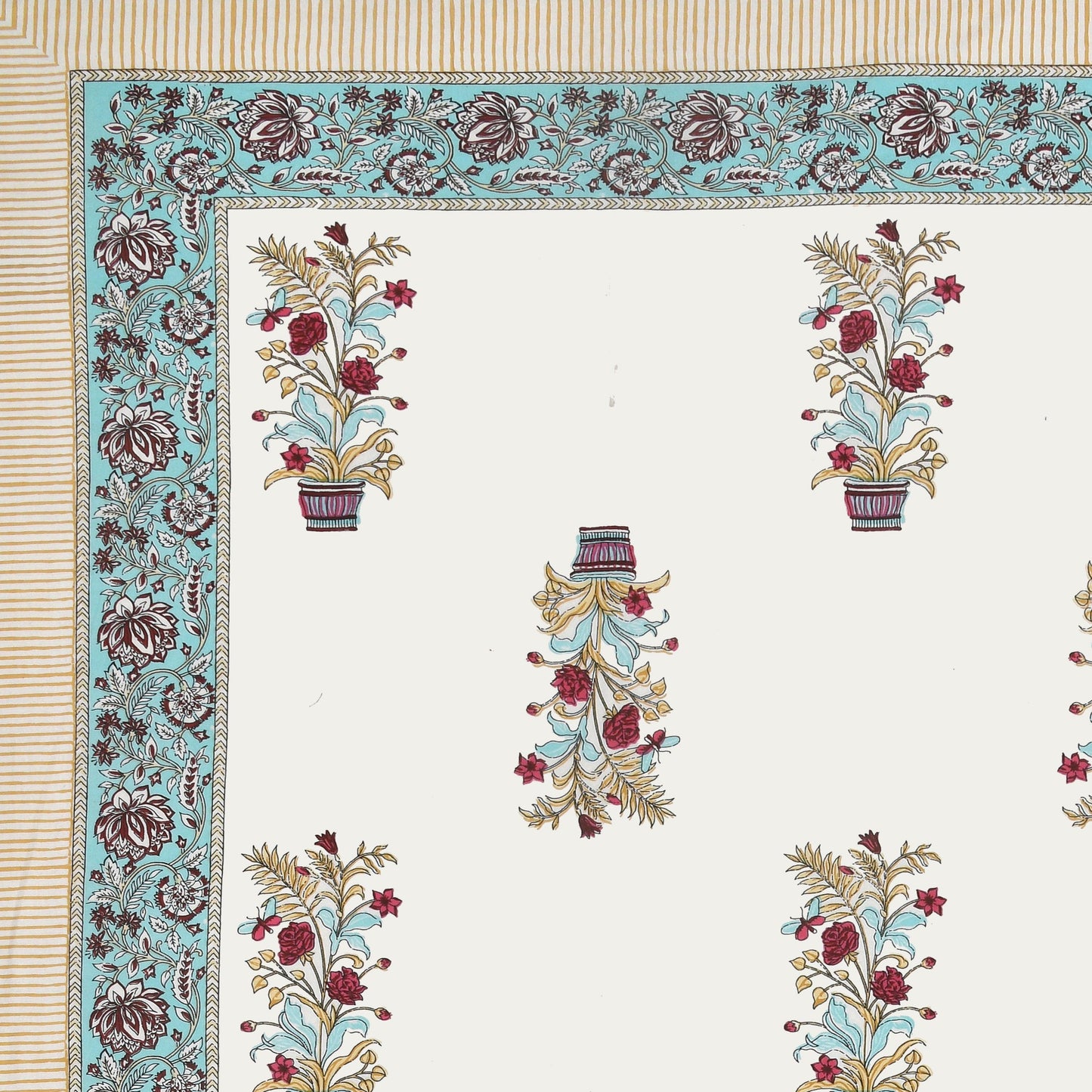 Mahanadi 310 TC Cotton Bed Sheet with 2 Pillow Covers - Printed - Clover Home Furnishings