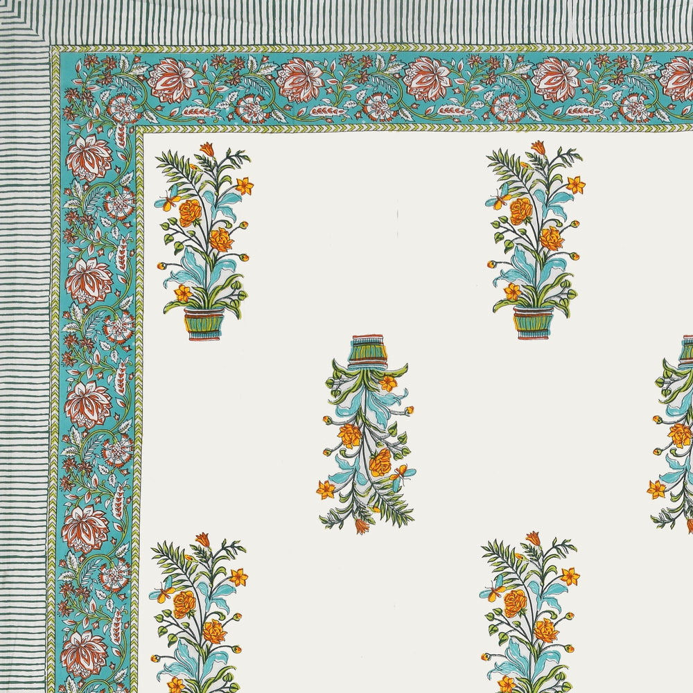 Mahanadi 310 TC Cotton Bed Sheet with 2 Pillow Covers - Printed - Clover Home Furnishings