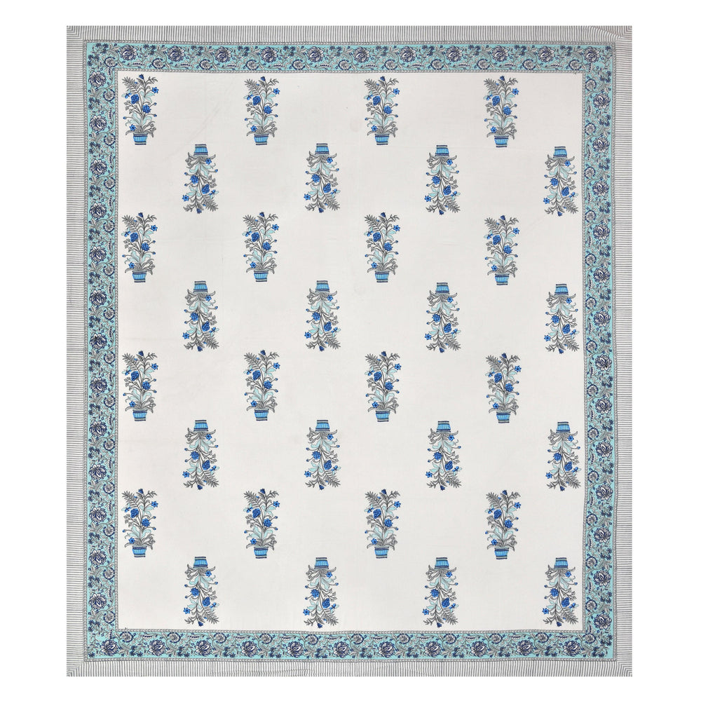 Mahanadi 310 TC Cotton Bed Sheet with 2 Pillow Covers - Printed - Clover Home Furnishings