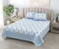 Mahanadi 310 TC Cotton Bed Sheet with 2 Pillow Covers - Printed - Clover Home Furnishings