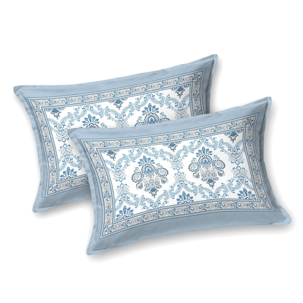Mahanadi 310 TC Cotton Bed Sheet with 2 Pillow Covers - Printed - Clover Home Furnishings