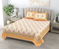 Mahanadi 310 TC Cotton Bed Sheet with 2 Pillow Covers - Printed - Clover Home Furnishings