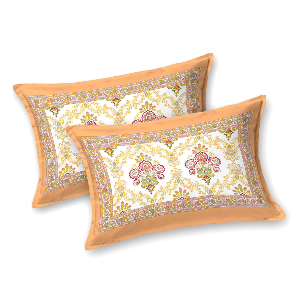Mahanadi 310 TC Cotton Bed Sheet with 2 Pillow Covers - Printed - Clover Home Furnishings