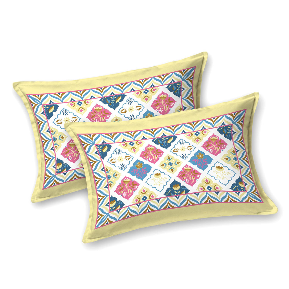 Mahanadi 310 TC Cotton Bed Sheet with 2 Pillow Covers - Printed - Clover Home Furnishings