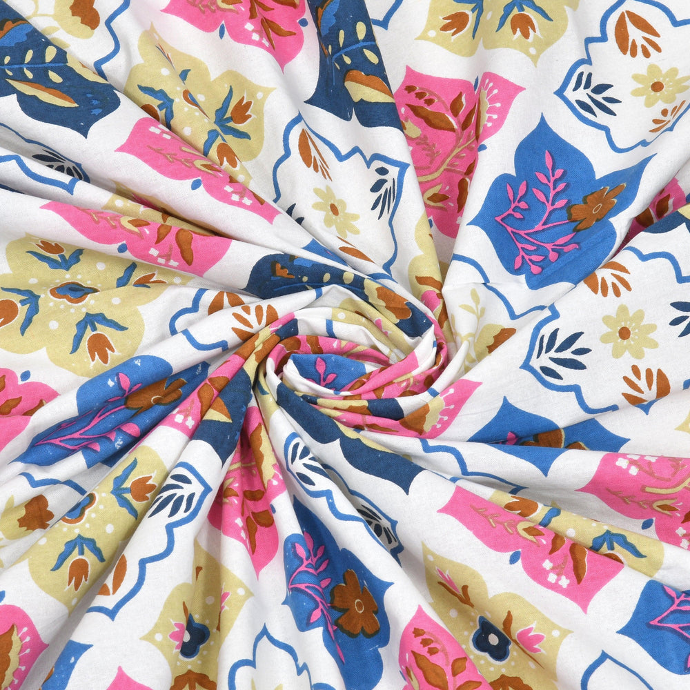 Mahanadi 310 TC Cotton Bed Sheet with 2 Pillow Covers - Printed - Clover Home Furnishings