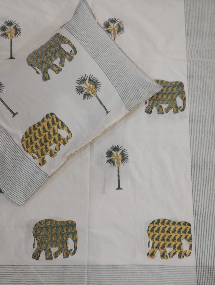 BS186: Block Print S. King Double Bed Sheets