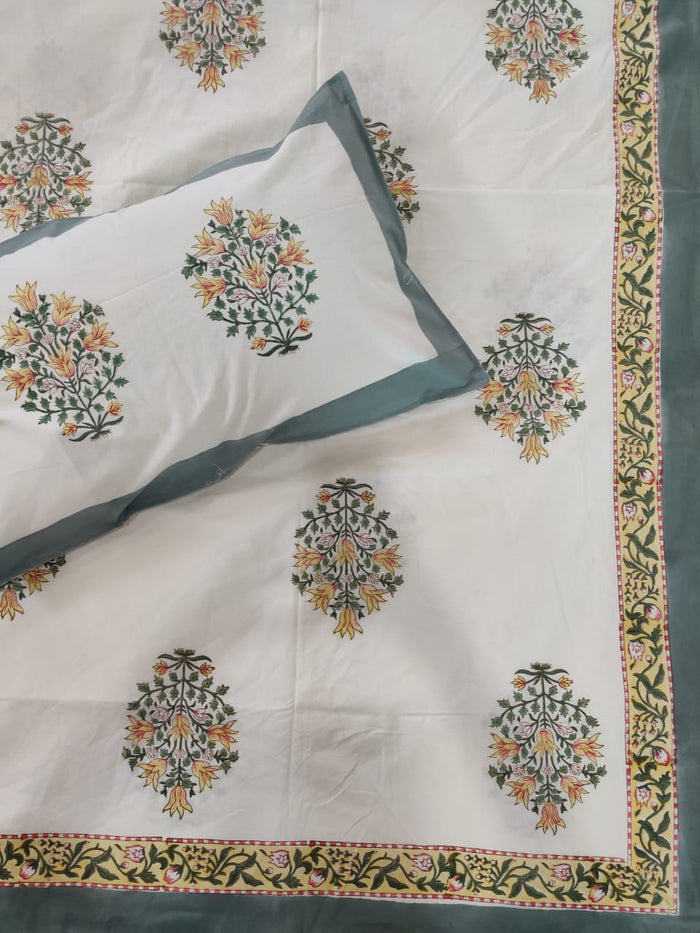 BS186: Block Print S. King Double Bed Sheets