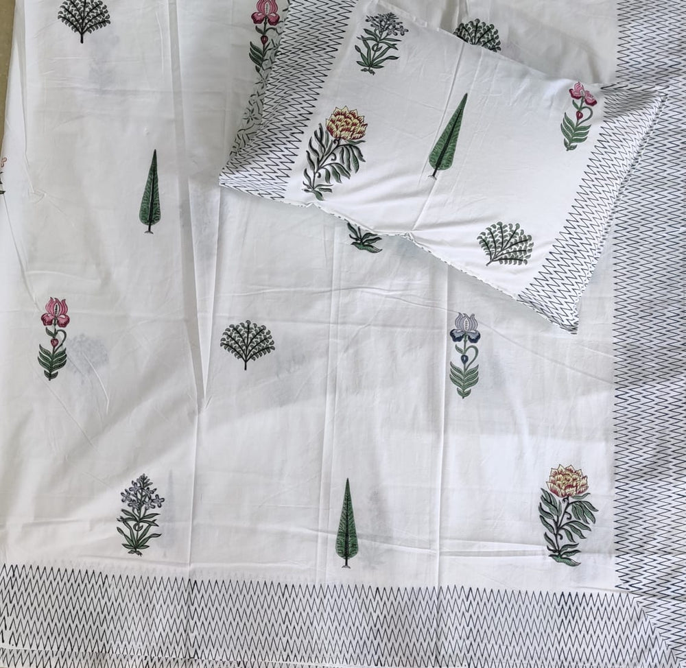 BS186: Block Print S. King Double Bed Sheets