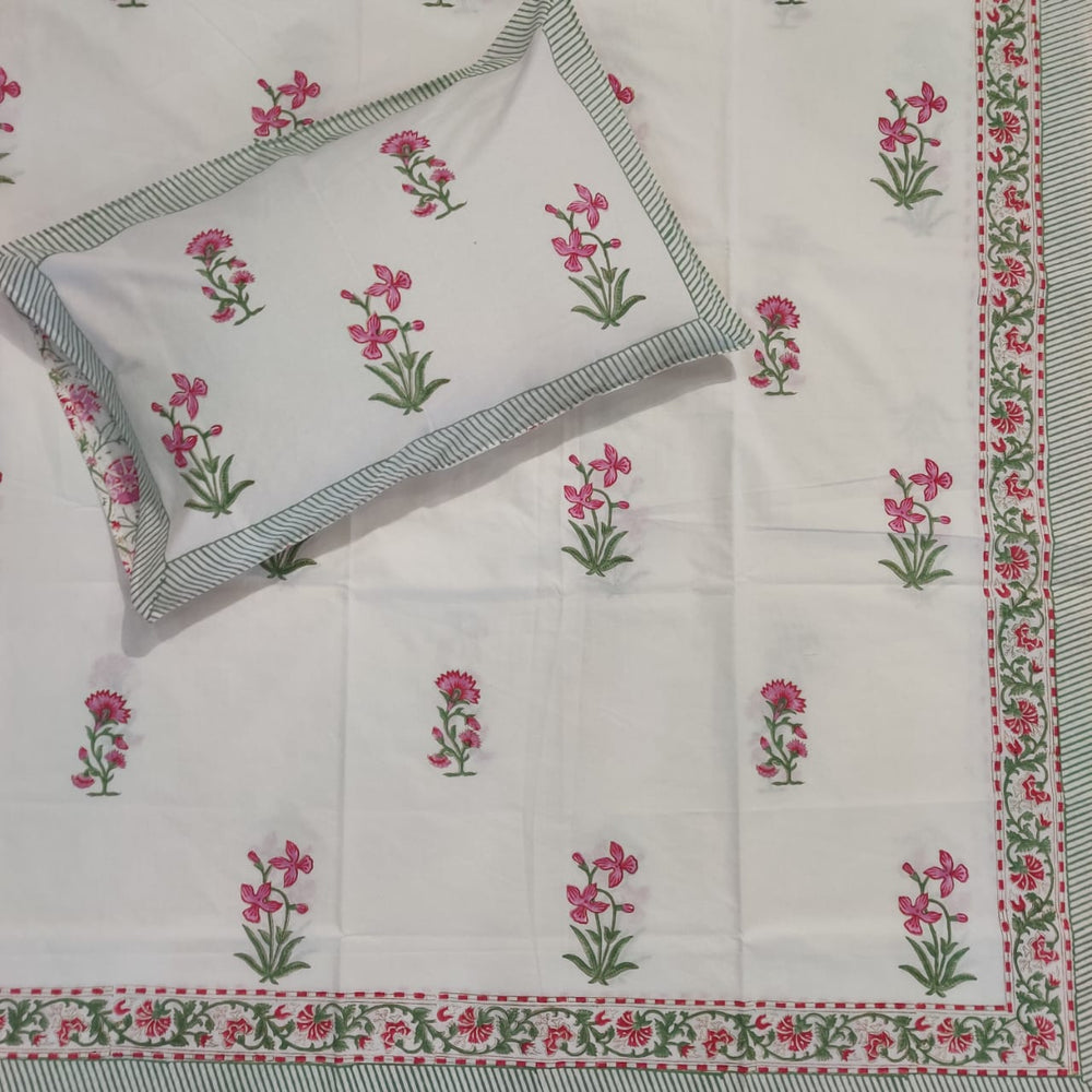 BS186: Block Print S. King Double Bed Sheets