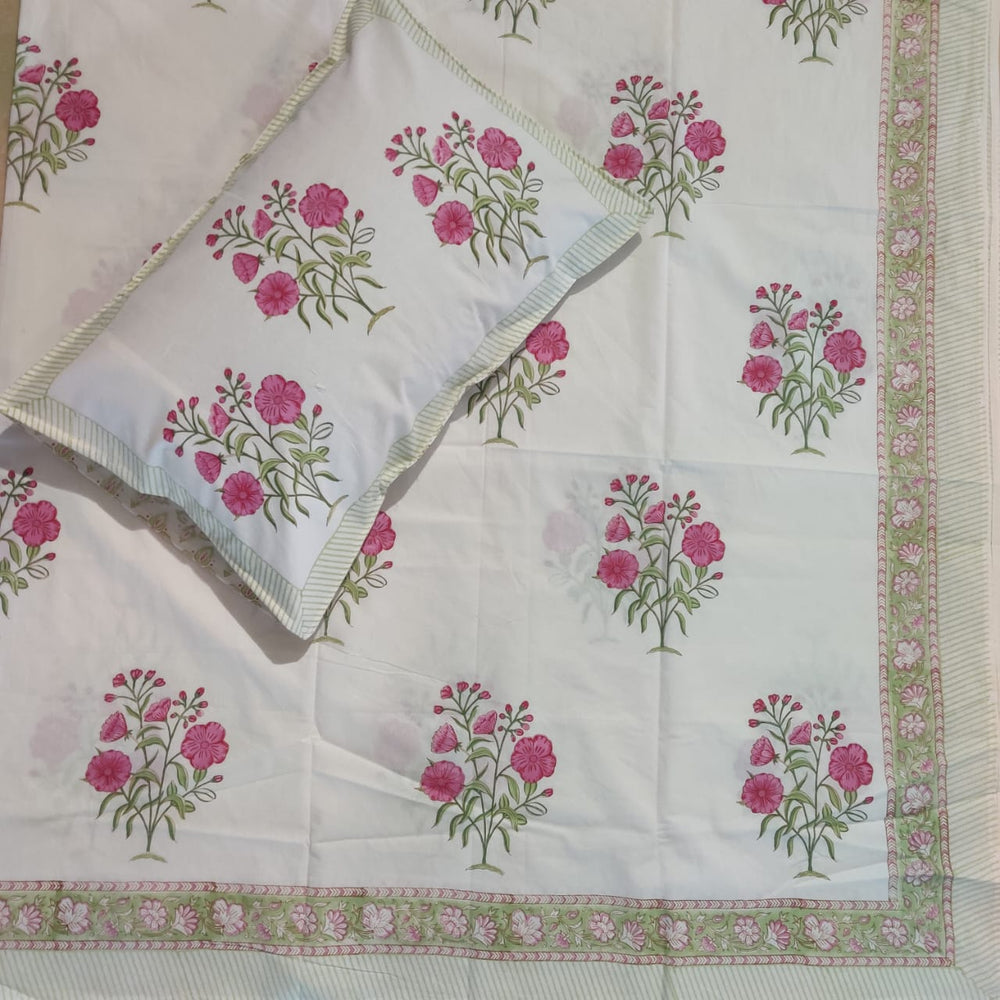 BS186: Block Print S. King Double Bed Sheets