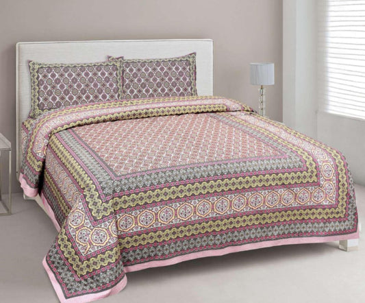 BS195: Tonk King Double Bed Sheets with Quilted Pillow Covers