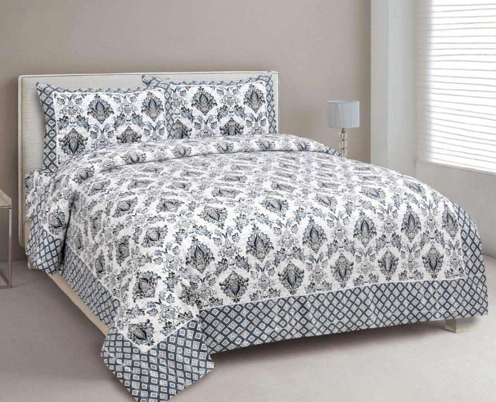 BS195: Tonk King Double Bed Sheets with Quilted Pillow Covers