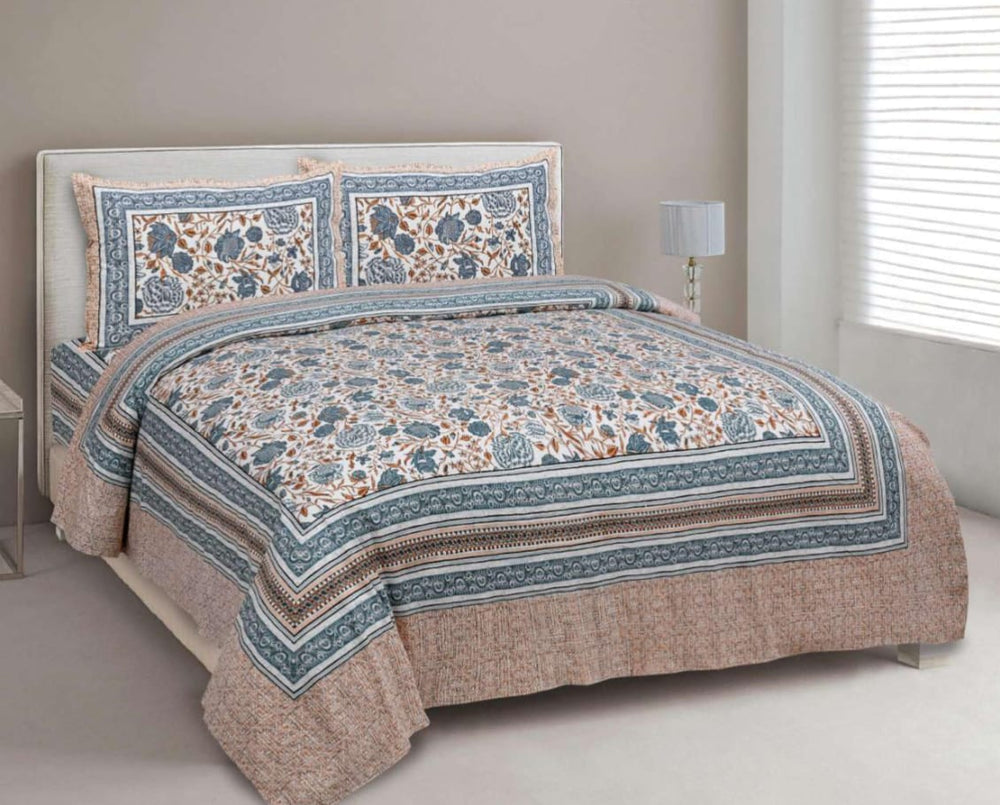 BS195: Tonk King Double Bed Sheets with Quilted Pillow Covers