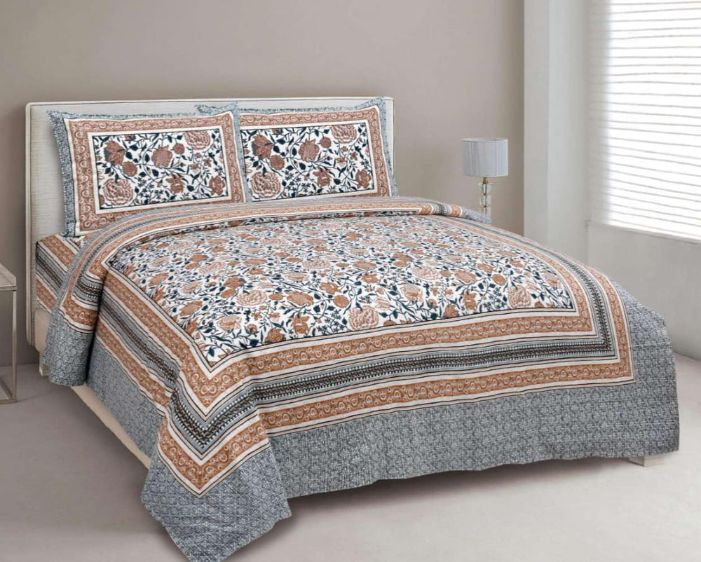 BS195: Tonk King Double Bed Sheets with Quilted Pillow Covers