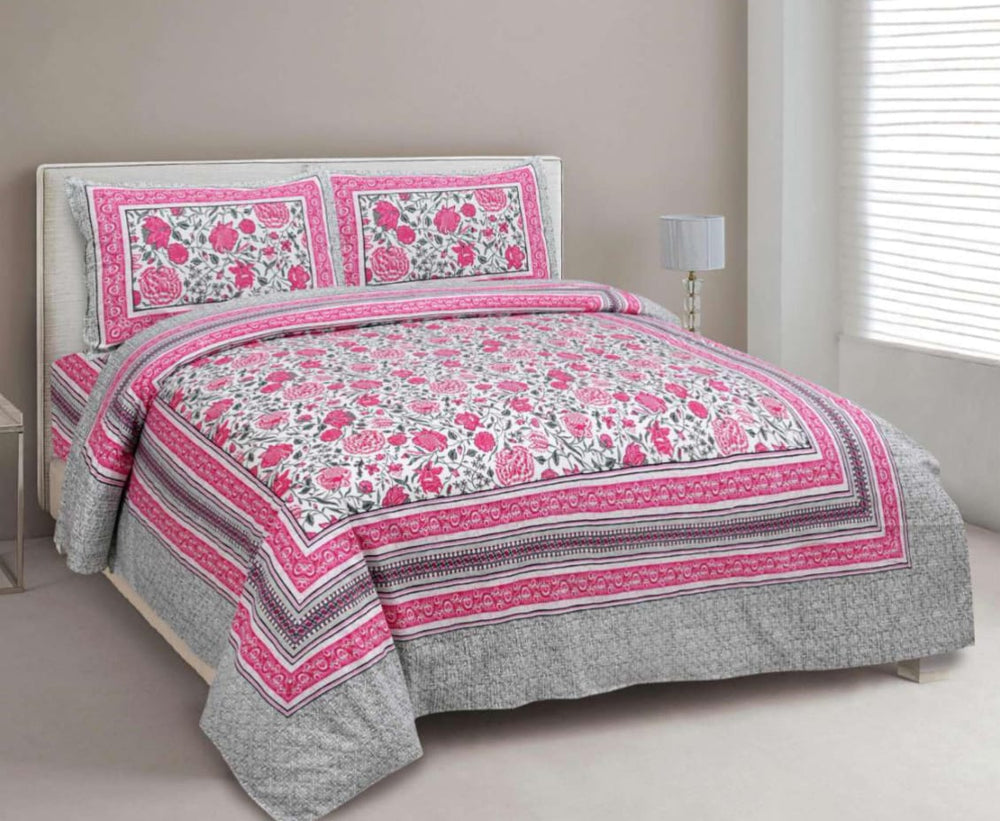 BS195: Tonk King Double Bed Sheets with Quilted Pillow Covers